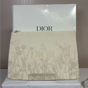 Dior Cream Floral Cosmetic Bag